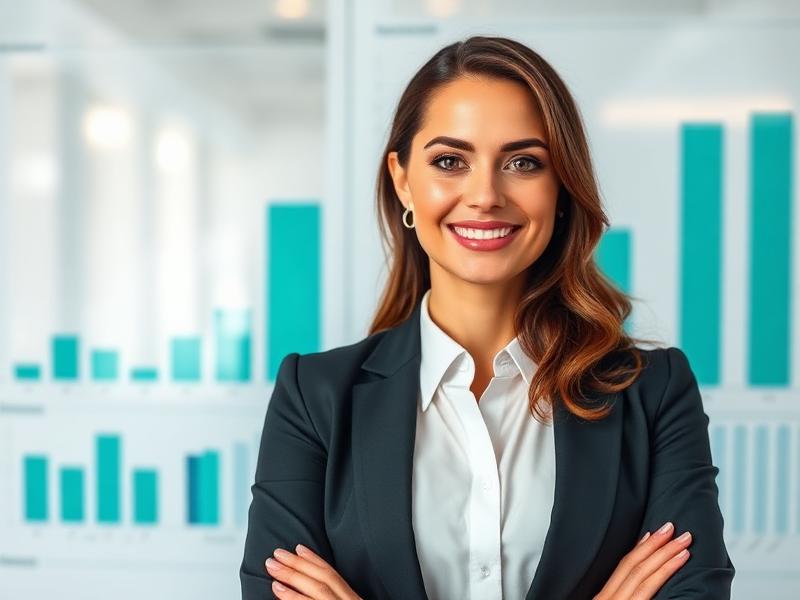 Empresária confiante com dados organizados